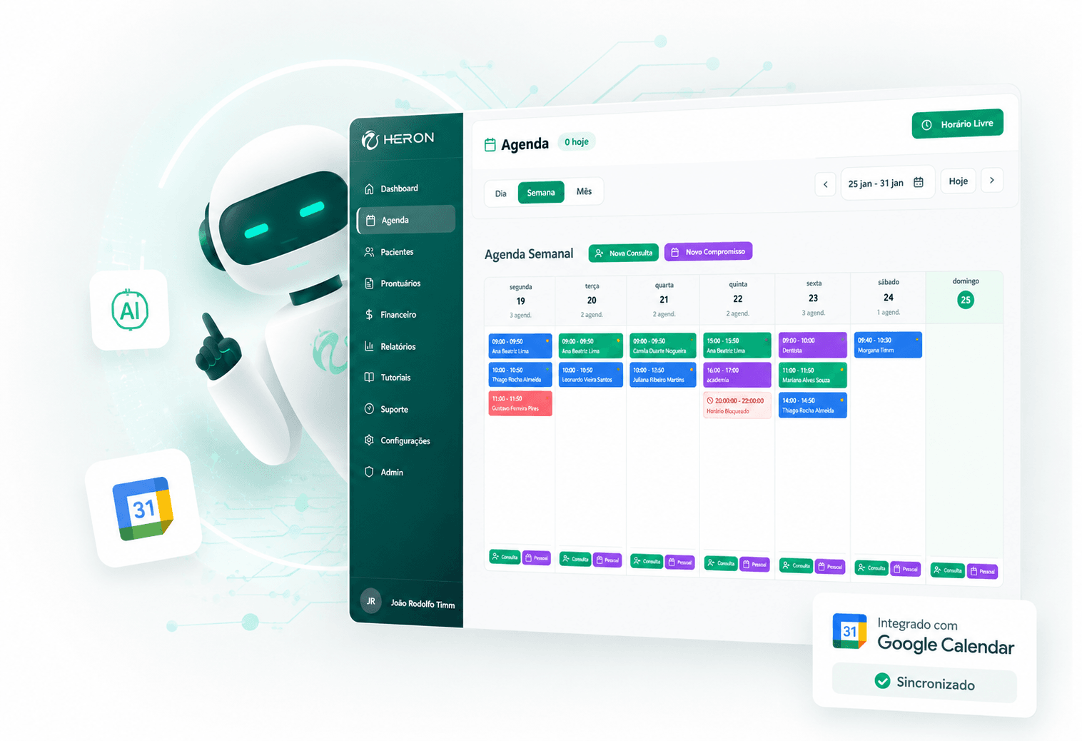 Agenda inteligente integrada ao Google Calendar